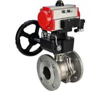 Шаровой кран DN.ru КШФП.316.200 Ду125 Ру16 с пневмоприводом, пневмораспределителем, дублером D160-01598