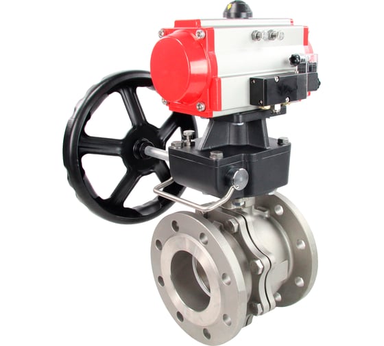 Шаровой кран DN.ru КШФП Ду100 Ру16, пневмопривод SA-160, дублёр, пневмораспр. 220В D160-01595 1