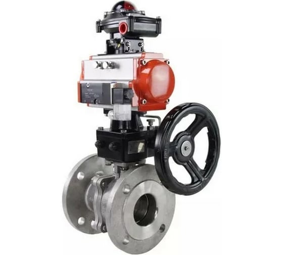 Шаровой кран DN.ru КШФП Ду100 Ру16, пневмопривод SA-160, дублёр, пневмораспр. 220В, БКВ D160-00037 1