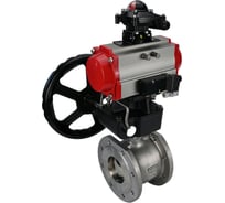 Шаровой кран DN.ru КШФП.316.200 Ду65 Ру16 с пневмоприводом, пневмораспределителем, БКВ, дублером D160-00087