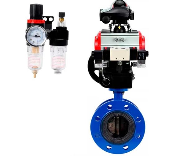 Затвор дисковый DN.ru GGG40-304-EPDM-2W-F-H Ду150 Ру16 пневмопривод DA-130, пневмораспределитель (2EM) 220VAC, БКВ LSB-210, дублером HDM-3, БПВ D050-56740 1