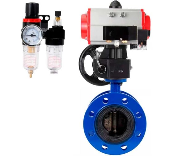 Затвор дисковый DN.ru GGG40-304-EPDM-2W-F-H Ду65 Ру16, пневмопривод DA-105, пневмораспределитель 24VDC, ручным дублером HDM-3, БПВ D050-56701 1