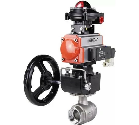 Шаровой кран DN.ruКШМП.316.230-ISO Ду32 Ру63 резьбовой с пневмоприводом ...