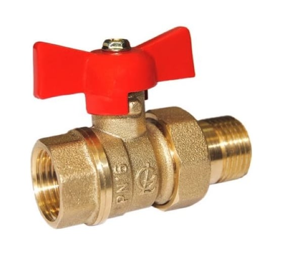 Кран шаровой Галлоп со сгоном 1/2'' бабочка 11б27п1 Стандарт 232 PN 40 1