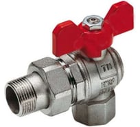 Кран угловой шаровой Tiemme 1", со сгоном, красная бабочка 2120040 2182