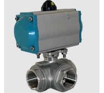 Кран шаровый трёхходовой NEWKEY L-тип, AISI304 DN20 (3/4), с односторонним пневмоприводом AT52S NK-BTl20/4*AT52S