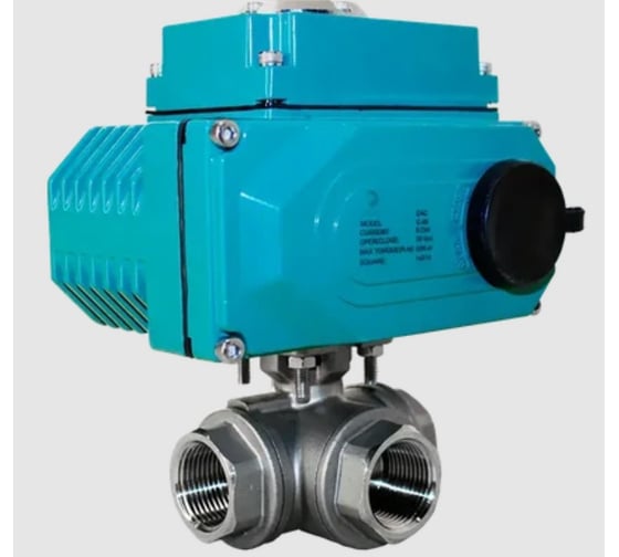 Кран шаровый трёхходовой NEWKEY L-тип, AISI304 DN20 (3/4), с электроприводом DC 24V, нейлоновый корпус NK-BTl20/4*PEDLN10 1