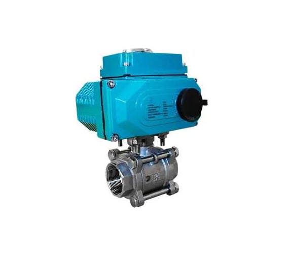 Кран шаровой муфтовый NEWKEY (3PC), AISI304 DN50 (2) с электроприводом AC 24V (C-05) и ручным дублером NK-BMTp50/4*PEALW50 1