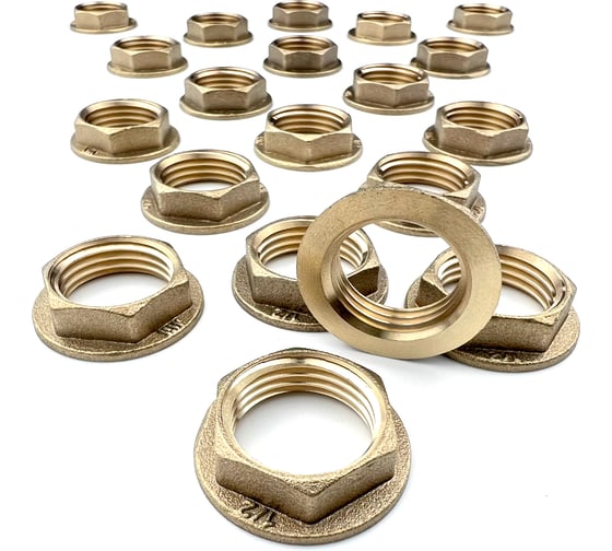 Латунная контргайка Профитт с ребордой, 1/2" ВР, 20 шт 9279233 1