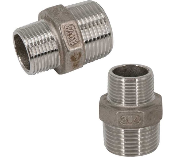 Ниппель резьбовой переходной нержавеющий NEWKEY AISI304 DN25 х DN20 (1 х 3/4), (CF8), PN16, набор 2 шт NAB2-NK-NMH25х20/4 1