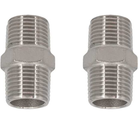 Ниппель резьбовой нержавеющий NEWKEY AISI316 DN15 (1/2), (CF8M), PN16, набор 2 шт NAB2-NK-NM15/6