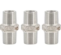 Ниппель NEWKEY резьбовой нержавеющий, AISI316 DN10 (3/8), (CF8M), PN16, набор 3 шт NAB3-NK-NM10/6