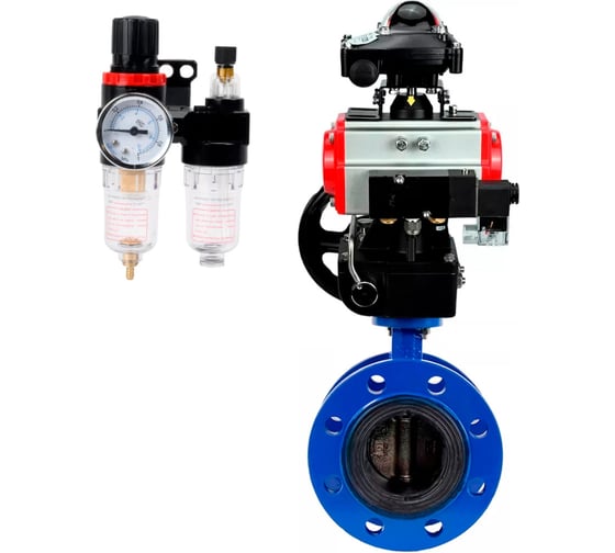 Затвор дисковый GGG40-304-EPDM-2W-F-H Ду80 Ру16 пневмопривод DA-105, пневмораспределитель 24VDC, БКВ LSB-210, дублером HDM-3, БПВ DN.ru D050-56730 1