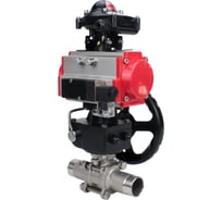 Кран шаровой 316-316-PTFE-W-ISO-H Ду65 Ру25 пневмопривод DA-083, пневмораспределитель 24VDC, редуктор HDM-2, БКВ LSB-210 DN.ru D160-55245