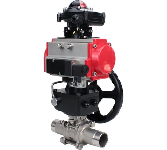 Кран шаровой 304-304-PTFE-W-ISO-H Ду100 Ру16 пневмопривод DA-105, пневмораспределитель 24VDC, редуктор HDM-3, БКВ LSB-210 DN.ru D160-53924 1