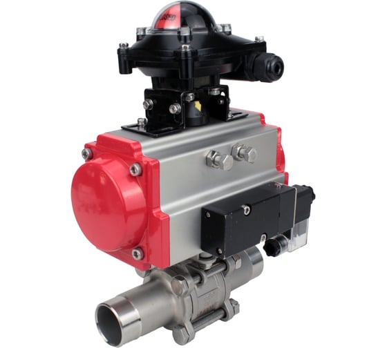 Кран шаровой 304-304-PTFE-W-ISO-H Ду125 Ру16 пневмопривод DA-130, пневмораспределитель 24VDC, БКВ LSB-210 DN.ru D160-53842 1