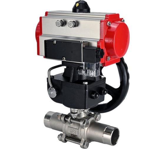 Кран шаровой 304-304-PTFE-W-ISO-H Ду100 Ру16 пневмопривод DA-105, пневмораспределитель 24VDC, редуктор HDM-3 DN.ru D160-53912 1