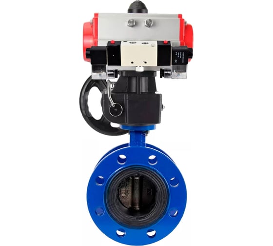 Затвор дисковый GGG40-304-EPDM-2W-F-H Ду200 Ру16 пневмопривод DA-140, пневмораспределитель (2EM) 220VAC, ручной дублёр HDM-4 DN.ru D050-56351 1