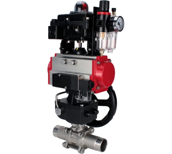 Кран шаровой 304-304-PTFE-W-ISO-H Ду65 Ру25 пневмопривод DA-083, пневмораспределитель 24VDC, редуктор HDM-2, БКВ LSB-410, БПВ DN.ru D160-53946 1