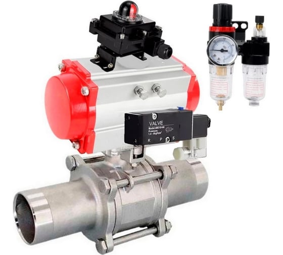 Кран шаровой 316-316-PTFE-W-ISO-H Ду32 Ру40 пневмопривод SA-083, пневмораспределитель 220VAC, БКВ LSB-410, БПВ DN.ru D160-55739 1