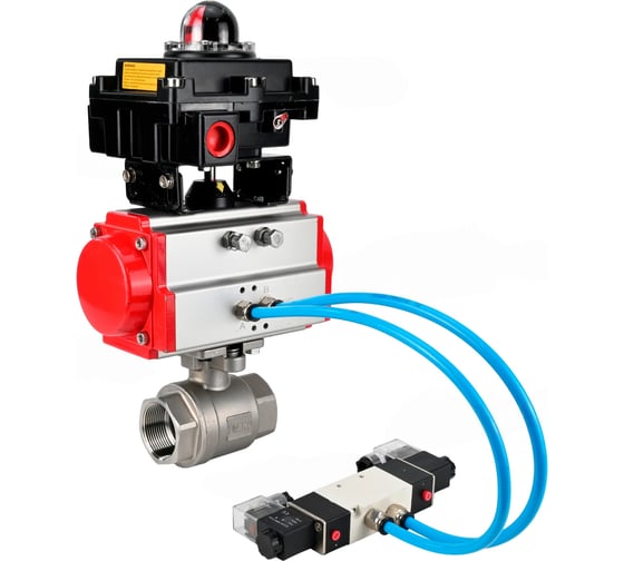 Кран шаровой КШМП.316.230-ISO Ду100 Ру40, пневмопривод DA-083, пневмораспределитель (2EM) 220VAC, БКВ LSB-410 DN.ru D160-70268 1