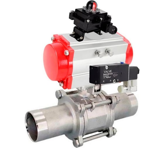 Кран шаровой 304-304-PTFE-W-ISO-H Ду32 Ру40 пневмопривод DA-052, пневмораспределитель 220VAC, БКВ LSB-410 DN.ru D160-53727 1