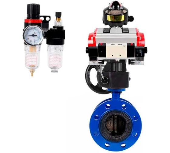 Затвор дисковый DN.ru GGG40-304-EPDM-2W-F-H Ду200 Ру16 пневмопривод DA-140, пневмораспределитель (2EM) 220VAC, БКВ LSB-510, дублером HDM-4, БПВ D050-56797 1