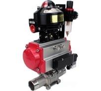 Кран шаровой DN.ru 316-316-PTFE-W-ISO-H Ду100 Ру16 пневмопривод DA-105, пневмораспределитель 220VAC, БКВ LSB-510, БПВ D160-55074