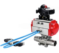Кран шаровой DN.ru 316-316-PTFE-W-ISO-H Ду25 Ру63 пневмопривод SA-105, пневмораспределитель (2EM) 220VAC, БКВ LSB-210 D160-55894
