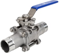 Кран шаровой DN.ru 316-316-PTFE-W-H Ду100 Ру16 полнопроходной, 3-составной, под приварку, с рукояткой D160-53657