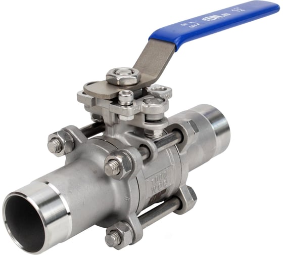 Кран шаровой DN.ru 316-316-PTFE-W-H Ду100 Ру16 полнопроходной, 3-составной, под приварку, с рукояткой D160-53657 1