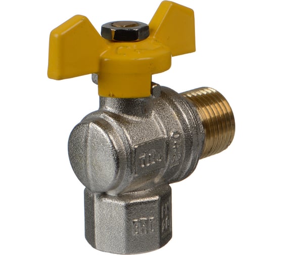 Шаровой кран Terma газовый, угловой, 1/2", в/н, бабочка 26057