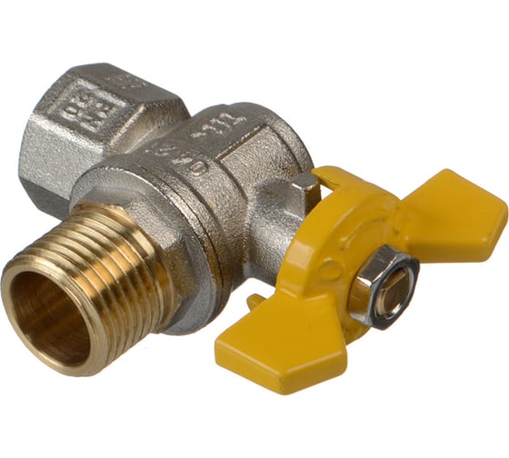 Шаровой кран Terma газовый, угловой, 1/2", в/н, бабочка 26057