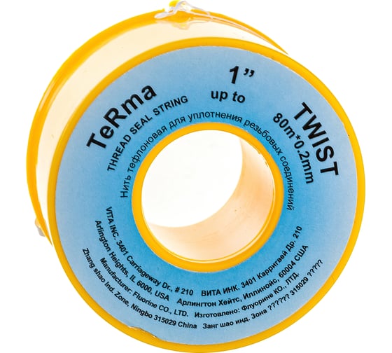Тефлоновая нить для герметизации резьбы Terma 80м х 2мм х 0.2мм 26985