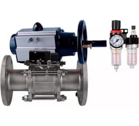 Кран шаровой DN.ru 316-316-FP-F-ISO-H Ду100 Ру25, пневмопривод, пневмораспределитель, БПВ D160-65920