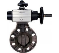 Затвор дисковый поворотный DN.ru НПВХ-НПВХ-E-2W-Fb-ISO Дн80 Ру10, пневмопривод, БКВ D050-83185