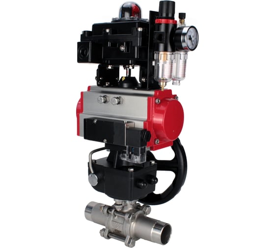 Кран шаровой DN.ru 316-316-PTFE-W-ISO-H Ду150 Ру16 пневмопривод DA-140, пневмораспределитель 24VDC, редуктор HDM-4, БКВ LSB-410, БПВ D160-55261 1