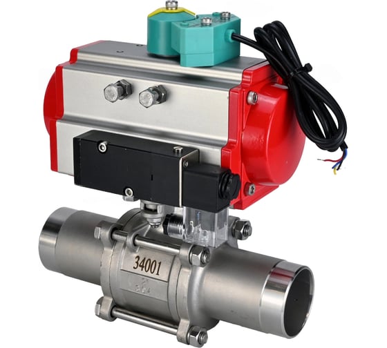 Кран DN.ru 316-316-PTFE-W-ISO-H LONG Ду25 Ру63 пн.привод, пневмораспр, магн. перекл-ль D160-62808 1