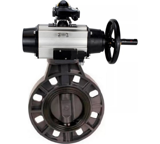 Затвор дисковый DN.ru НПВХ-НПВХ-E-2W-Fb-ISO Дн125 Ру10, пневмопривод, пневмораспр., БКВ D050-82949 1