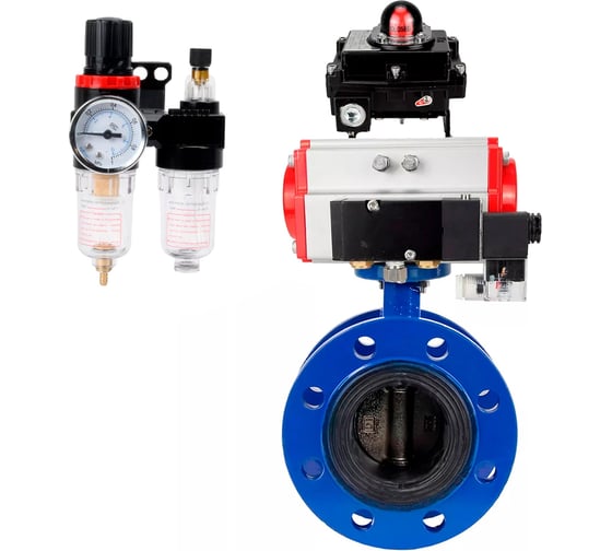 Затвор дисковый DN.ru GGG40-304-EPDM-2W-F-R Ду300 Ру16 пневмопривод DA-210, пневмораспределитель 24VDC, БКВ LSB-410, БПВ D050-56610 1