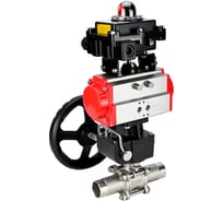 Кран шаровой DN.ru 304-304-PTFE-W-ISO-H Ду80 Ру25 пневмопривод DA-083, редуктор HDM-2, БКВ LSB-410 D160-54301