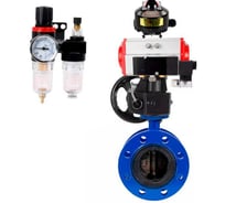 Затвор дисковый DN.ru GGG40-304-EPDM-2W-F-H Ду200 Ру16 пневмопривод DA-140, пневмораспределитель 24VDC, БКВ LSB-510, дублером HDM-4, БПВ D050-56790