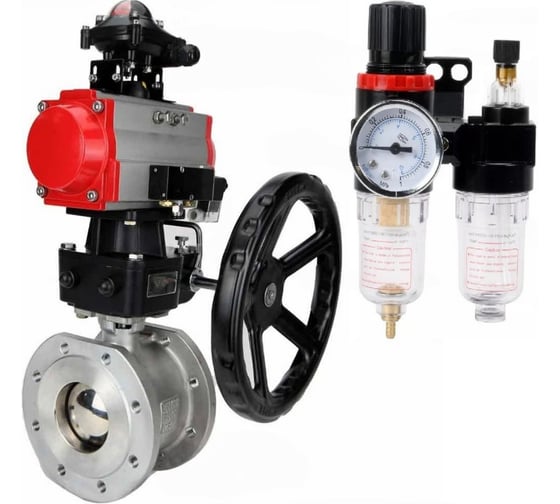 Кран шаровой DN.ru 316-316-PTFE-F-ISO-R Ду200 Ру16,пн.привод,пн.распр,БКВ,редуктор,БПВ D160-61012 1