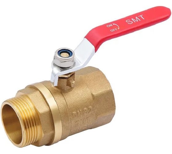 Шаровой кран SMT 1-1/4МxF красная ручка (латунь) 501H6612R 1