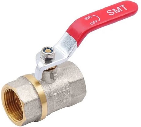 Шаровой кран SMT 3/4FxF красная ручка (никель-железо) 520NY6605R