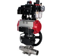 Кран шаровой DN.ru 316-316-PTFE-W-ISO-H Ду50 Ру40 пневмопривод DA-083, пневмораспределитель 24VDC, редуктор HDM-2, БКВ LSB-410, БПВ D160-55262