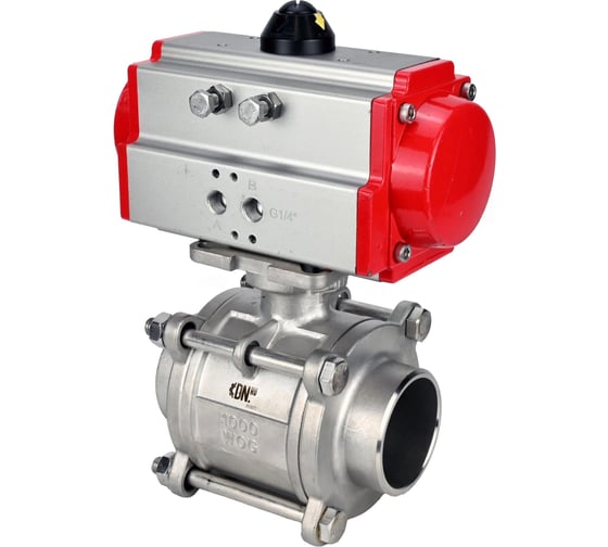 Кран шаровой DN.ru 316-316-PTFE-FP-W-ISO-H WDVF Ду40 Ру40, пневмопривод SA-105 D160-73245 1