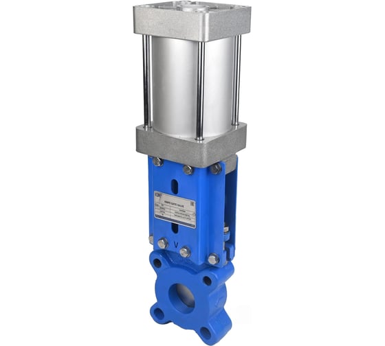 Задвижка шиберная DN.ru GGG40-304-M-1W-Fb-2P Ду65 Ру10 однонаправленная,  шпиндель выдвижной, с пневмоприводом, WENZ D040-10117 1