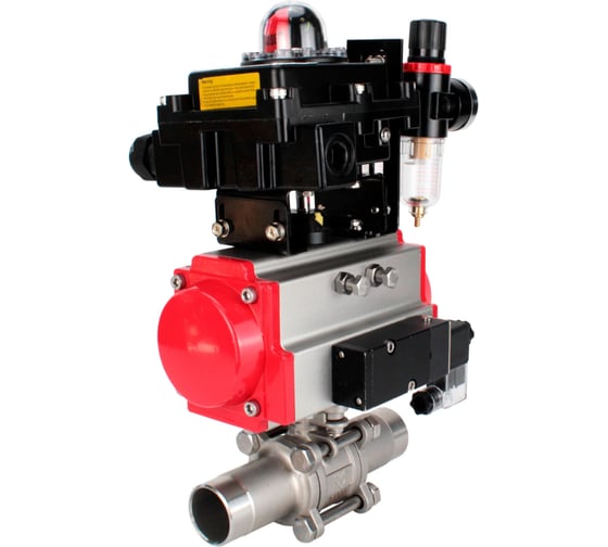 Кран шаровой DN.ru 304-304-PTFE-W-ISO-H Ду40 Ру40 пневмопривод SA-105, пневмораспределитель 220VAC, БКВ LSB-410, БПВ D160-54424 1