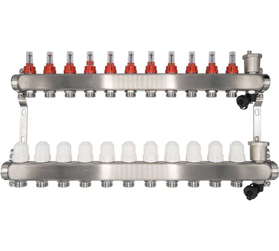 Коллекторный блок RVC ТП нержавеющая сталь, 1 (DN25)11 x 3/4 (евроконус), с расходомерами 18808 1